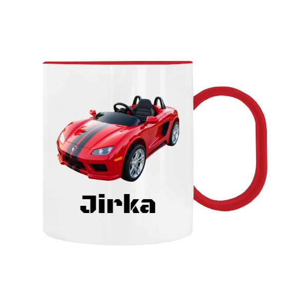 Dětský hrnek plastový  s potiskem autíčko s vlastním jménem