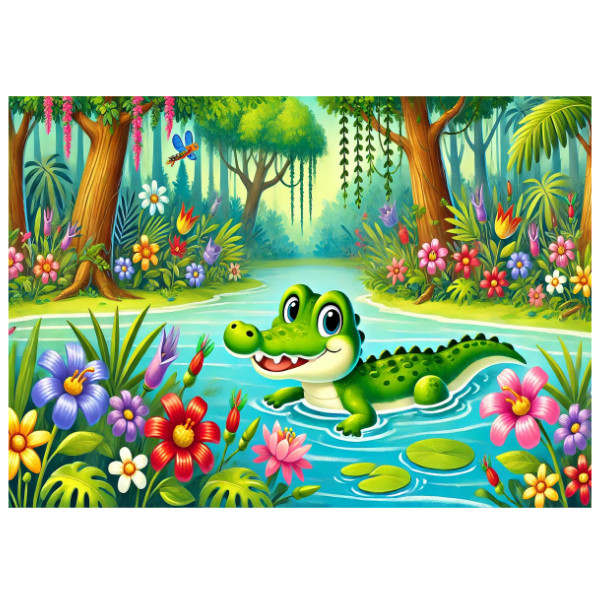 Puzzle velké s potiskem Krokodýlkova pohádková řeka