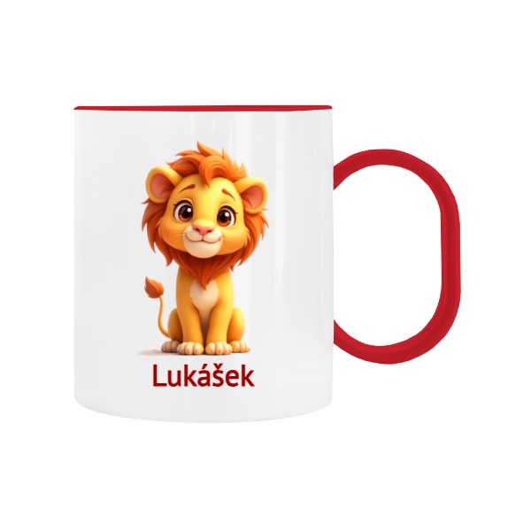 Dětský hrnek plastový  s potiskem Lvíček se jménem