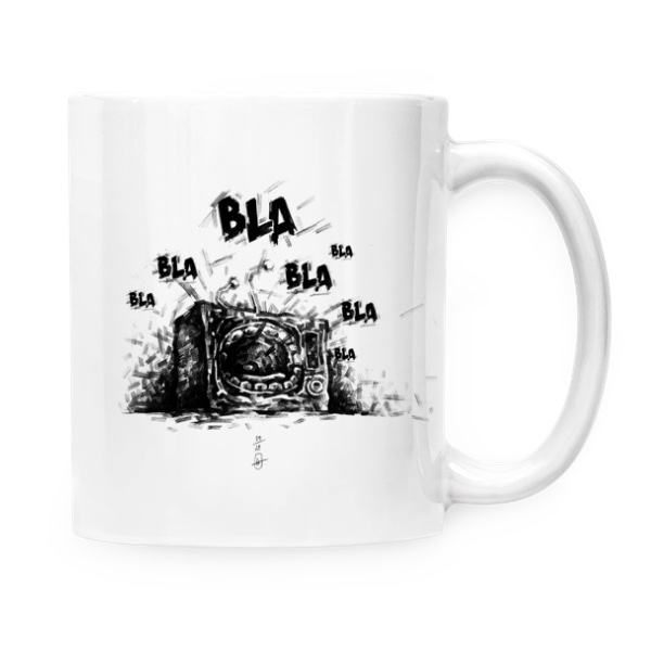 Hrnek malý bílý s potiskem Television BlaBla (Hrníček)